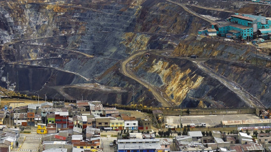 The Raúl Rojas open-pit mine in Cerro de Pasco: the pit stretches for 1.2 miles and is over 1,000 feet deep. Credit: Jonathan Chancasana / Adobe Stock