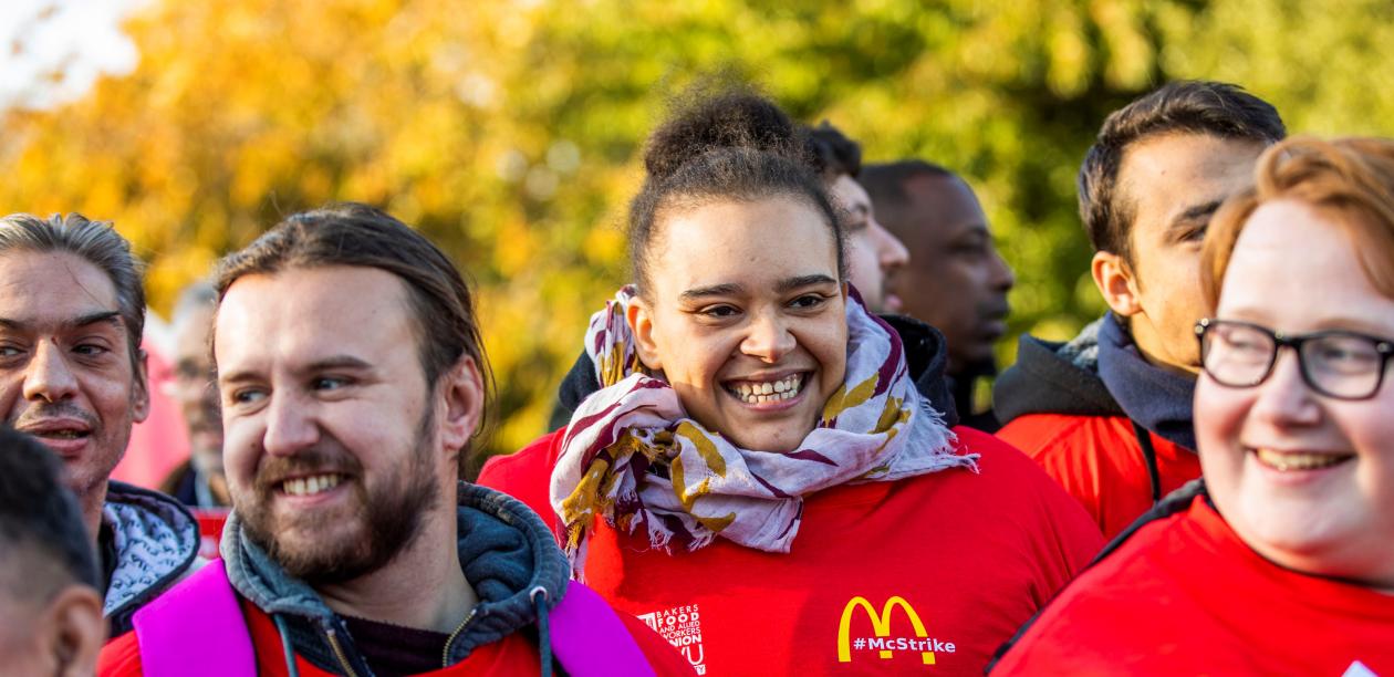 McDonald's workers take strike action with supporters. Photo: TUC/Jess Hurd